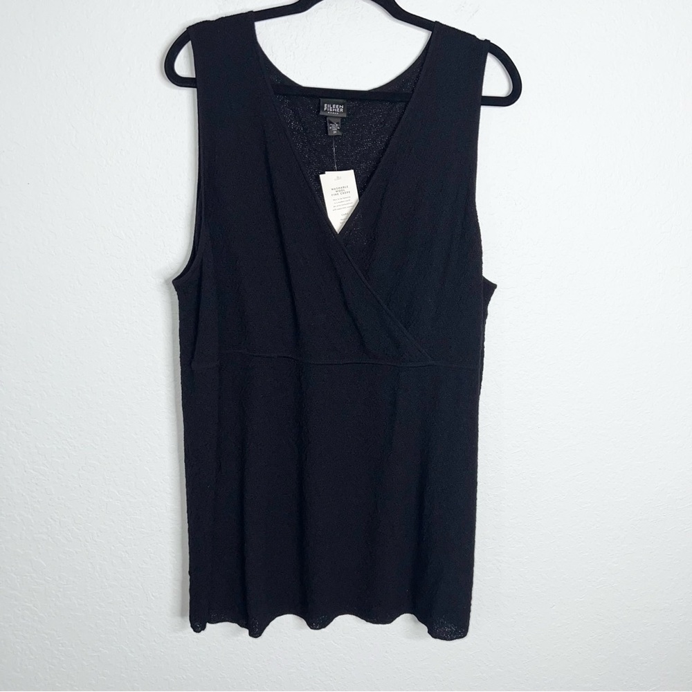 Eileen Fisher Tank Top Women’s 3X Crepe Wool Knit Sleeveless Semi Sheer Z